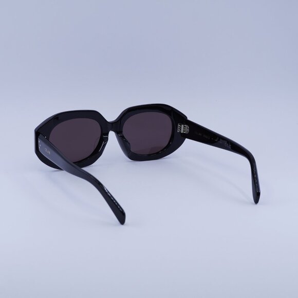 Celine CL40319F 01Y Sunglasses Shiny Black Oval Frame, Violet Lenses - Picture 5 of 9